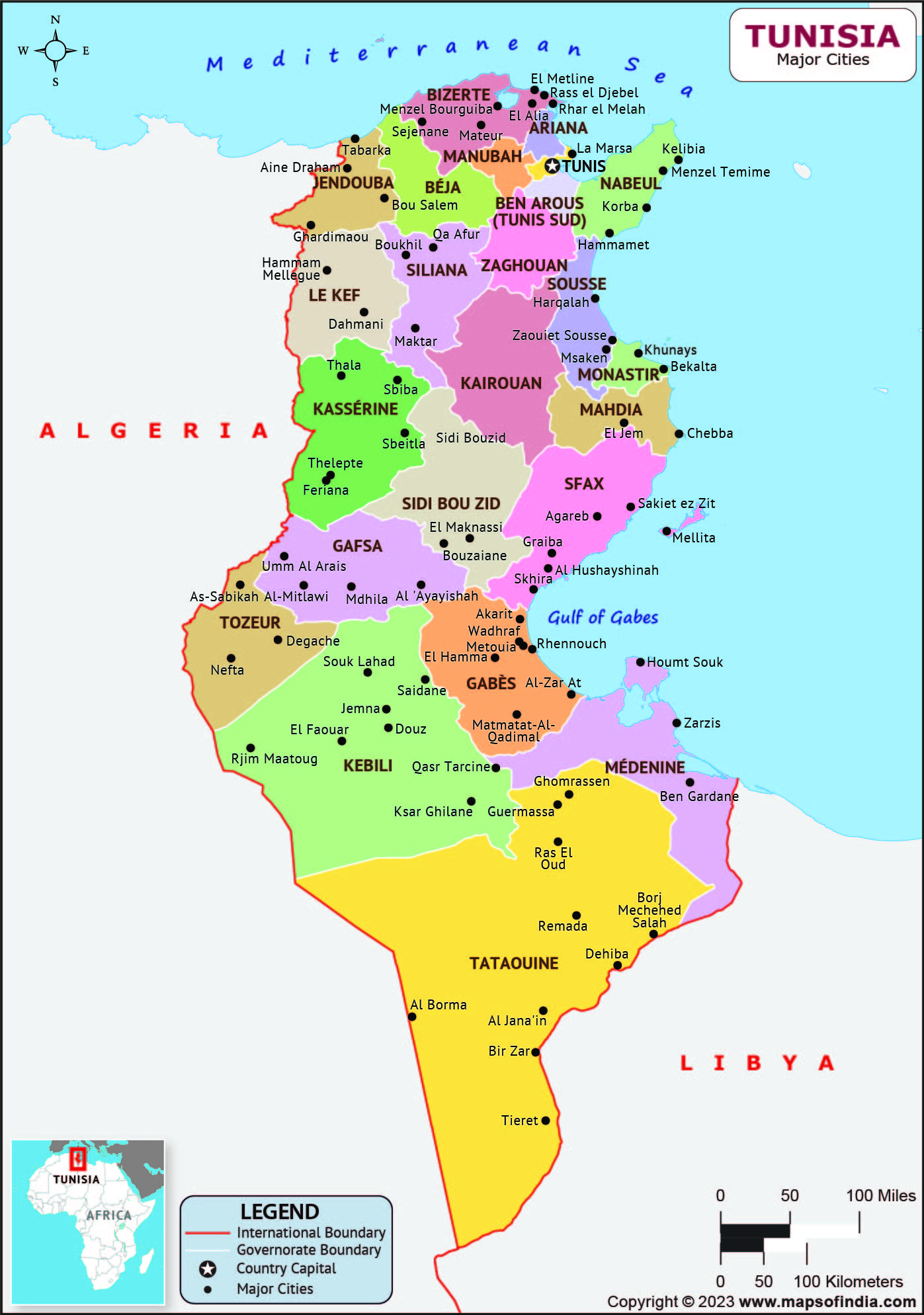 Carte de Tunisie